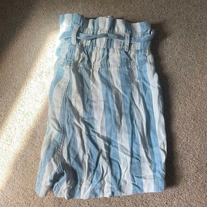 Blue And White Stripped Fabric Shorts with tie and pockets